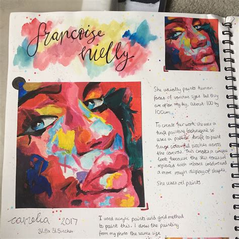 Part Of A Page In My Gcse Art Sketchbook Francoise Nielly Research And