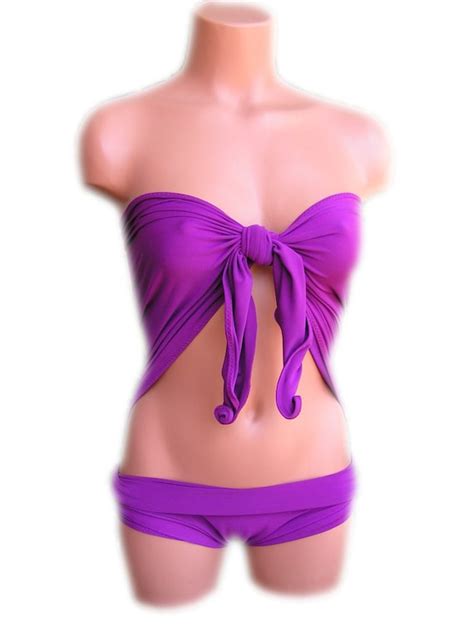 sizeless small bathing suit wrap around swimsuit solid by hisopal