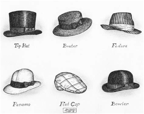 Hats Of A Gentleman Drawing By Adam Zebediah Joseph