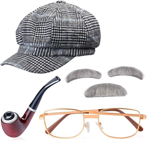 Keyecu Old Man Costume Grandpa Accessories Men Beret Hat Glasses