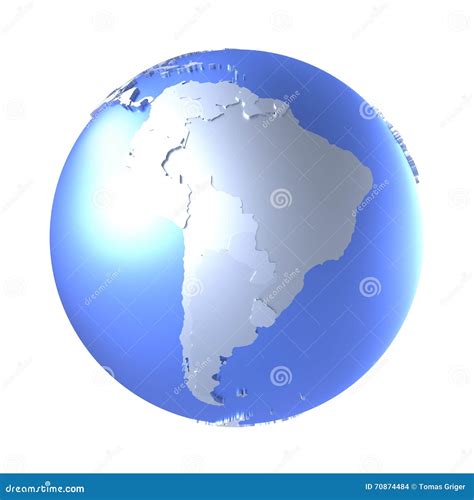 South America On Bright Metallic Earth Stock Illustration