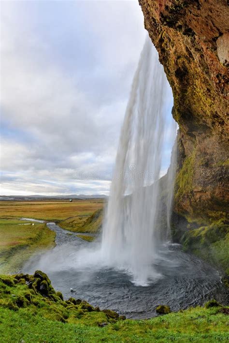 Majestic Seljalandsfoss The Most Famous Waterfall In Iceland Stock