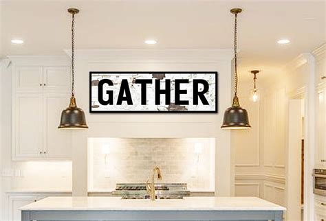 Gather Farmhouse Sign For Kitchen Large Gather By Wallsofwisdomco