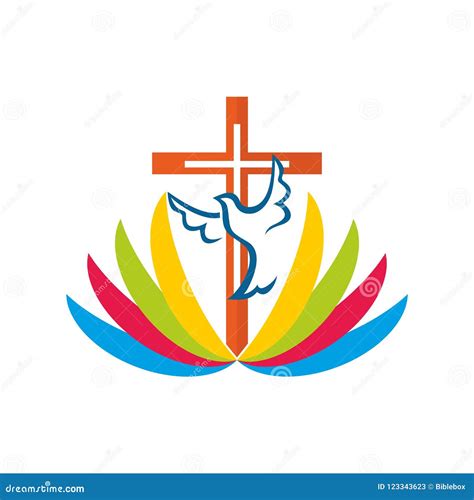 Logo Déglise Chrétienne La Croix De Jésus Et La Colombe Sont Le