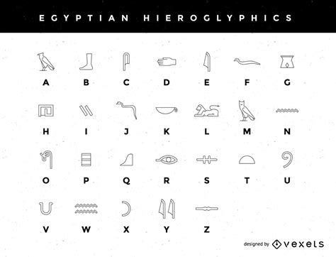 Ein Stilisiertes ägyptisches Hieroglyphenalphabet Vektor Download