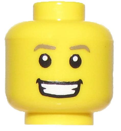 Lego New Yellow Minifigure Head With Bright White Smile Male Boy Happy
