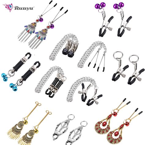 Breast Fed Sex Toy Nipple Clamps Metal Chain Adjustable Breast Labia Clips Clit Exotic Sex Toys