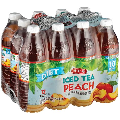 h e b diet peach iced tea 16 9 oz bottles shop tea at h e b