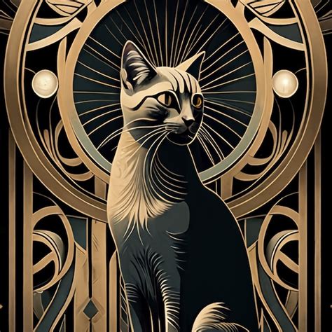 Art Deco Cat Etsy