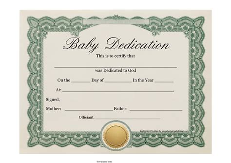 Baby Dedication Certificate 2 Pdf Format E
