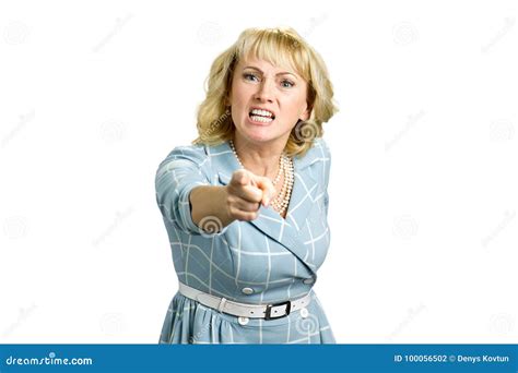 Mujer Enojada Que Grita Y Que Señala Con El Finger Foto de archivo