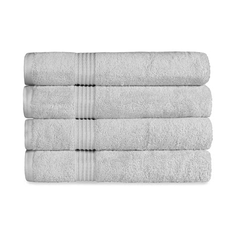 Superior Derry Solid Egyptian Cotton 4 Piece Bath Towel Set Sliver