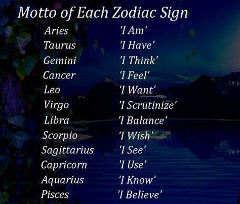 Each zodiac sign is associated with several different greek gods and goddesses but for each, one stands out more than the others. Mottos of each 12 Zodiac Signs. #ZodiacSigns #ZodiacMotto ...