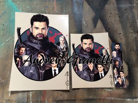 Two Stickers Depicting The Faces Of Actors From Tv Series Arrow Man And