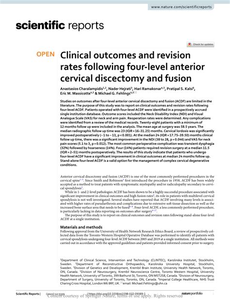 Pdf Clinical Outcomes And Revision Rates Following Four Level