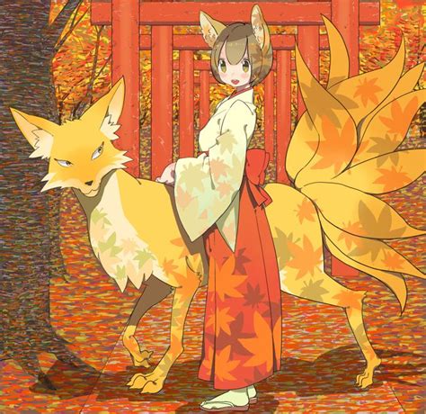 Shrine Maiden And Fox Anime Shrine Maiden Japanese Shrine