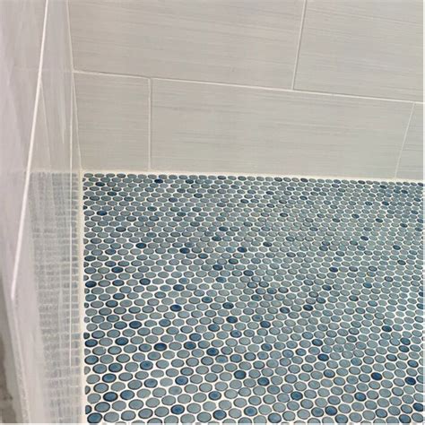 Grey Penny Tile Shower Floor