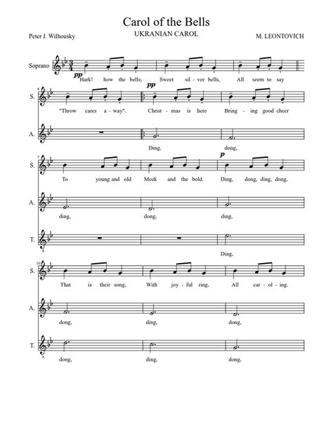 It was composed in 1904, and its lyrics were written by peter j. Carol of the Bells Sheet music for Voice | Download free in PDF or MIDI | Musescore.com