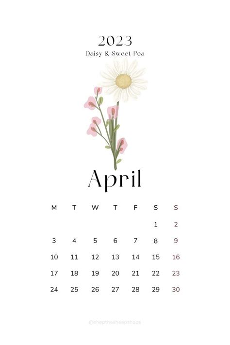 Simple Minimal 2023 Monthly Calendar For April Artofit