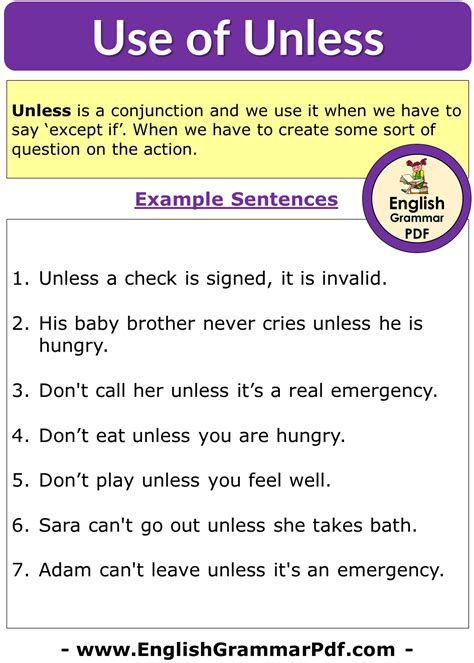 Uses Unless In English 6 Example Sentences With Unless English