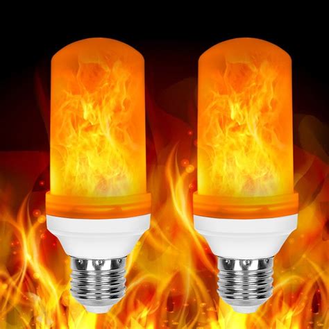 2 Pack Led Flame Effect Fire Light Bulbs E26 Flickering Fire Atmosphere