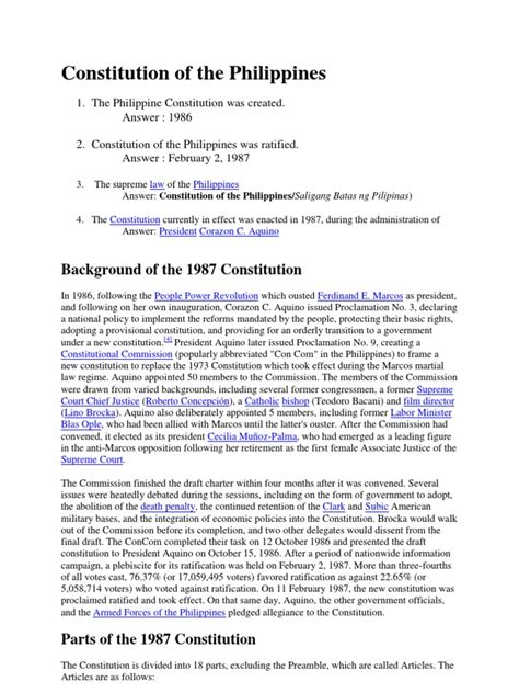 Constitution Of The Philippines Constitutional Law Government