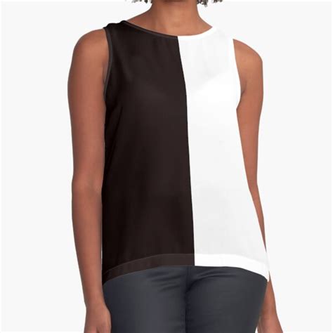 Half Black Half White Mini Skirt Sleeveless Top For Sale By