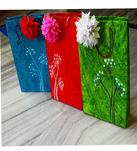 Buy Colorful Handmade Paper Bags Handpainted Crafts Online In India