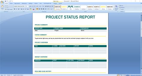 Project Status Report Template Excel Best Templates E