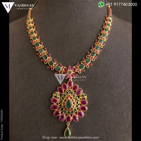 22k gold ruby emerald necklace designs indian jewellery designs