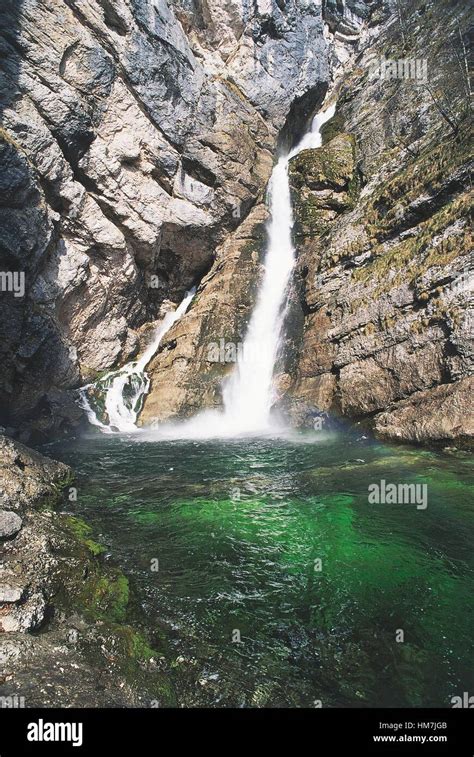 The Waterfalls On The Savica River Near Lake Bohinj Triglav National