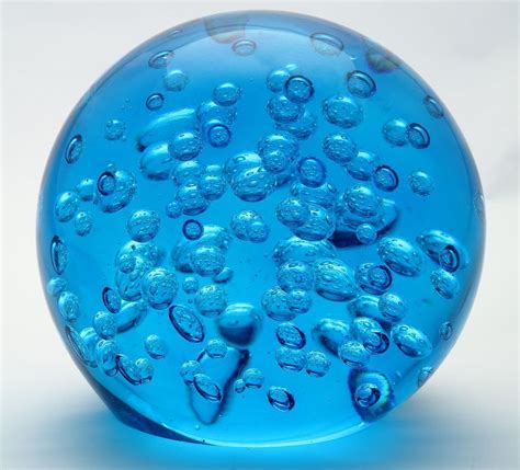 Blue Glass Ball Paperweight 7 Inch Diameter Contemporary Decorative