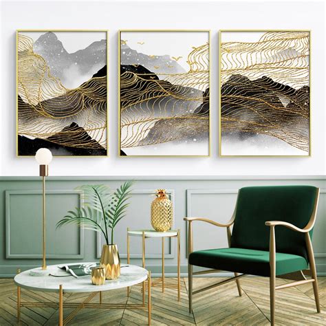 Nordic Abstract Wall Art Geometric Mountain Landscape Art Print Posters