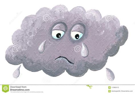 Crying Cloud Sad Face Of Rainy Weather Stock Illustration