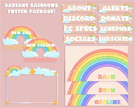 Rainbow Gaming Stream Overlay Full Package Twitch Streaming Etsy