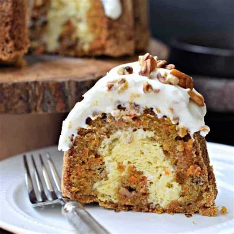 Carrot Bundt Cake With Cheesecake Filling And Cream Cheese Frosting