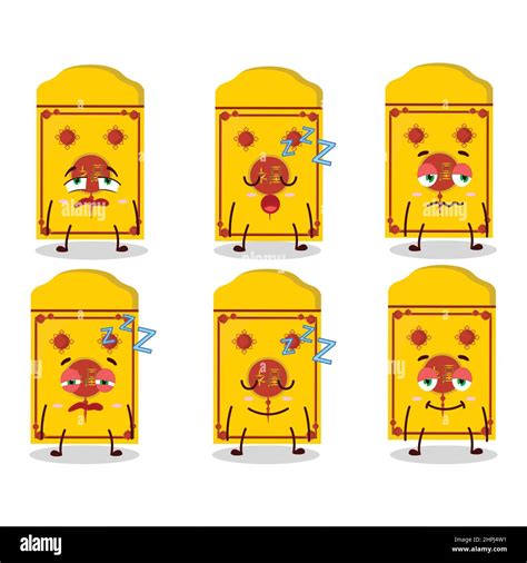 Cartoon Character Of Yellow Packets Chinese With Sleepy Expression Vector Illustration Stock