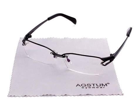 agstum pure titanium retro half rimless glasses frame optical eyeglasses clear lens rx in