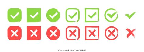 Green Check Mark Red Cross Icon Stock Vector Royalty Free 1607199127