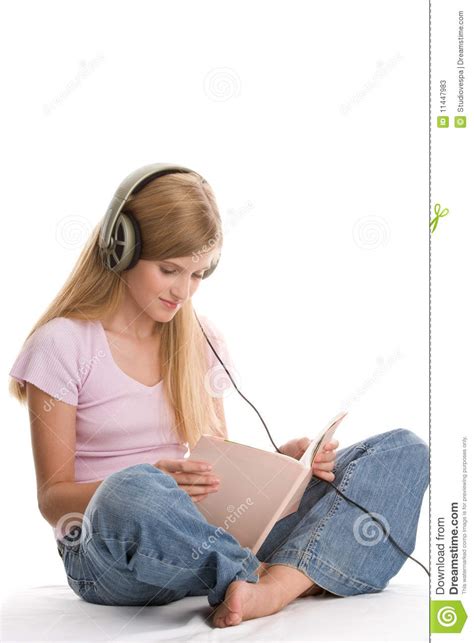 Girl Listening To Music And Reading Book Stock Photos Image 11447983