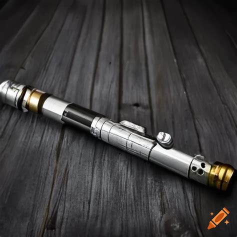 Weathered Silver Lightsaber Hilt With Gold Accents On Craiyon