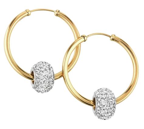 Buy Revere 9ct Gold Crystal Glitter Slider Hoop Earrings At Uk Visit Uk To