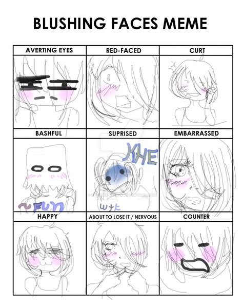 Blushing Faces Meme By Kasumi12ramos On Deviantart