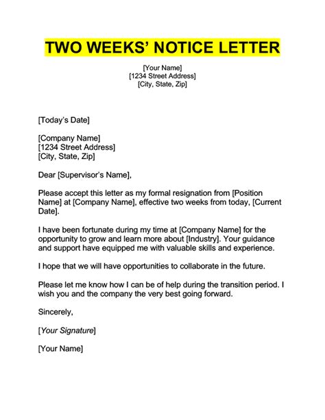 Resignation Letter Examples What To Include Template