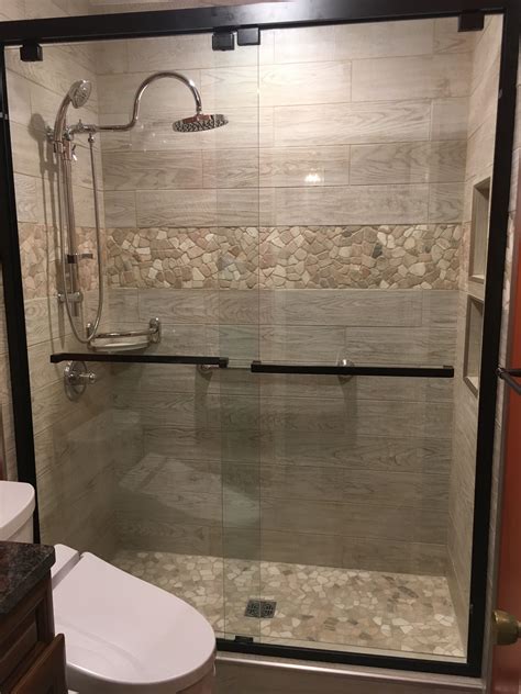 Mixed Quartz Mosaic Tile Shower Remodel Bathroom Remodel Master