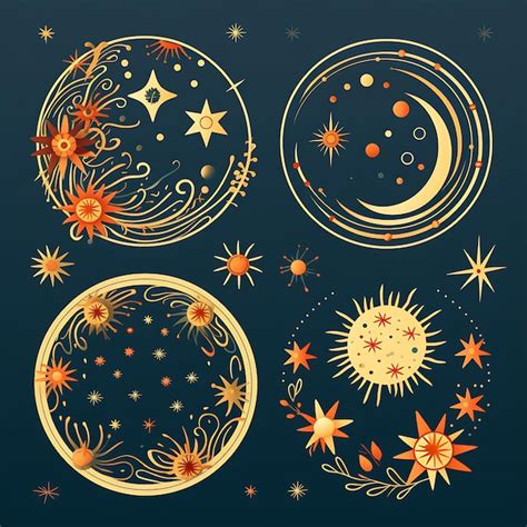 Premium Ai Image A Set Of Sun Moon Stars Lunar New Year Celestial
