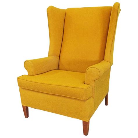 Vintage Mid Century Fireside Wing Back Chair Mustard Yellow At 1stdibs