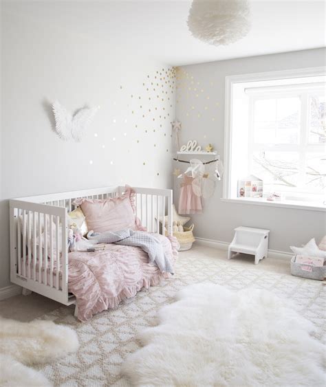 Pink shades, be they pale, dusky or bold, compliment grey well and can be used to instantly help lift any room, including the bedroom. ELLA'S SOFT PINK AND GOLD TODDLER ROOM — WINTER DAISY ...