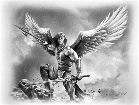 Angel Warrior Drawings Sketch Illustration By Miro Gradinscak