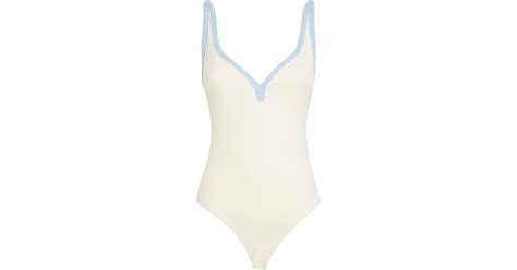 Lisa Marie Fernandez Synthetic Contrast Trim Maria Swimsuit In White Lyst